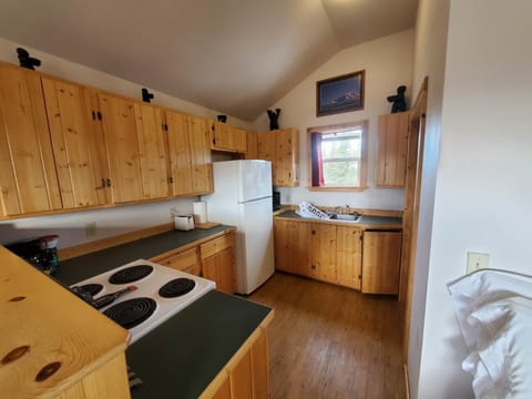 Cabin, 2 Queen Beds, Kitchen, Mountain View | Private kitchen | Full-size fridge, microwave, oven, stovetop