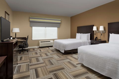 Room, 2 Queen Beds, Accessible, Bathtub (Mobility/Hearing) | Desk, laptop workspace, blackout drapes, iron/ironing board