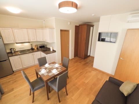 Luxury Apartment, 1 Bedroom | Private kitchen | Fridge, microwave, stovetop, electric kettle