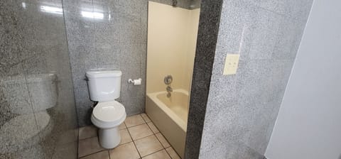 Combined shower/tub, towels