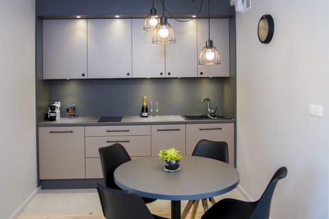 Apartment, 1 Bedroom | Private kitchen | Fridge, microwave, coffee/tea maker, electric kettle