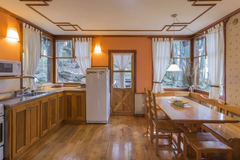 Deluxe Cabin | Private kitchen | Fridge, microwave, oven, coffee/tea maker