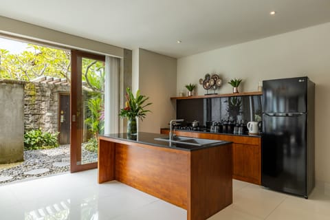 Grand Villa, 2 Bedrooms, Private Pool, Garden View | Private kitchen | Fridge, microwave, stovetop, electric kettle