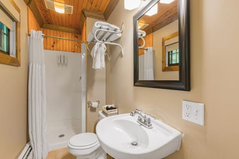 Lakeside Cabin Suite | Bathroom | Designer toiletries, hair dryer, towels, soap