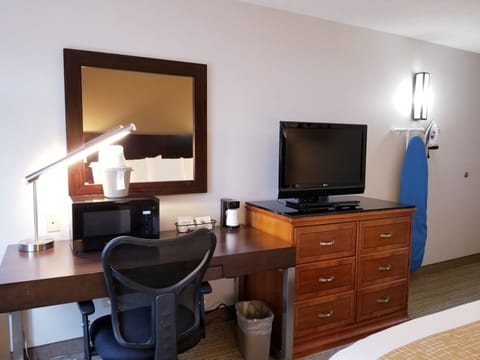 In-room safe, desk, laptop workspace, blackout drapes