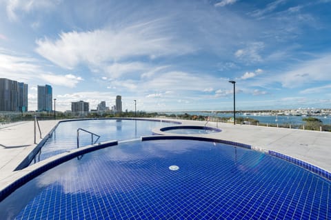 Indoor pool, outdoor pool, pool umbrellas, sun loungers