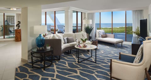 Signature Gulf View Suite One King Bedroom | Premium bedding, in-room safe, desk, laptop workspace