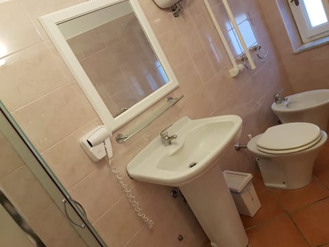 Shower, free toiletries, hair dryer, bidet