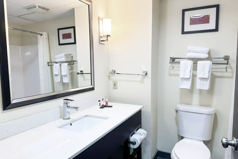 Suite, 1 King Bed | Bathroom | Free toiletries, towels, soap, shampoo