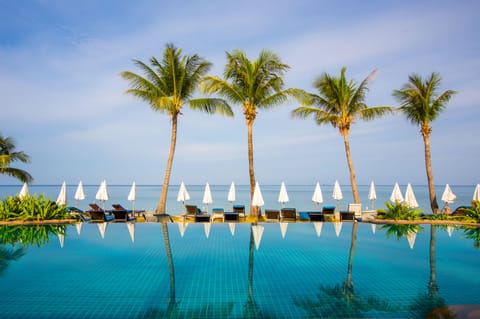 Outdoor pool, sun loungers