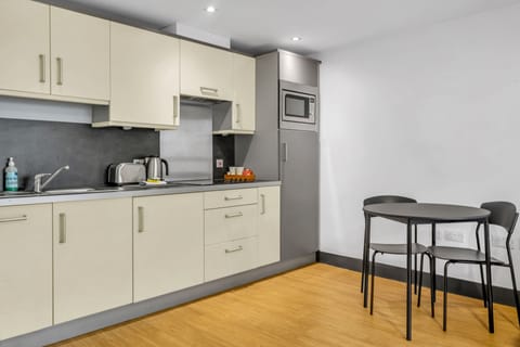 Family Studio | Private kitchen | Full-size fridge, microwave, stovetop, dishwasher