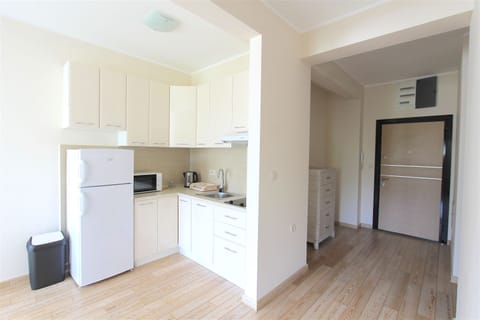 Classic Apartment, 2 Bedrooms, Balcony, Sea View | Private kitchen | Full-size fridge, stovetop, electric kettle