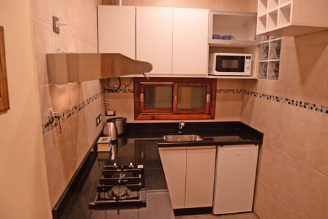 Deluxe Quadruple Room, 1 Bedroom, Private Bathroom, Park View | Private kitchen | Fridge, microwave, electric kettle, paper towels