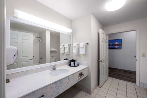 Suite, 1 King Bed, Non Smoking, Refrigerator & Microwave (Living Room;with Sofabed) | Bathroom | Combined shower/tub, free toiletries, hair dryer, towels