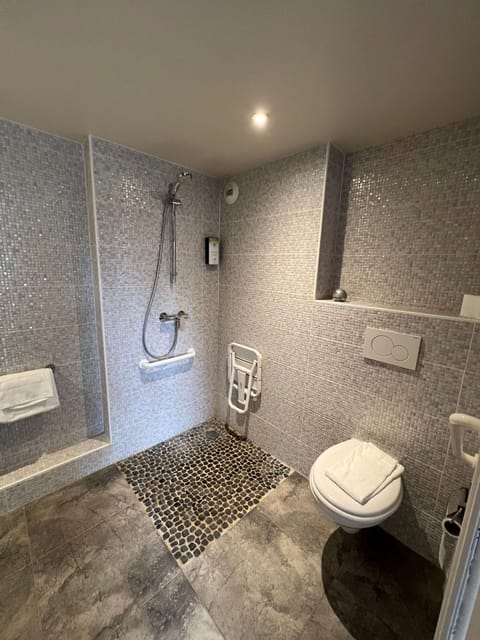 Combined shower/tub, eco-friendly toiletries, hair dryer, towels