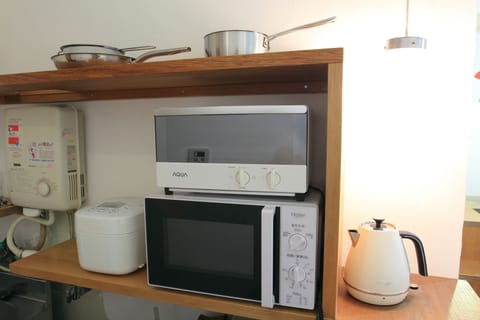 Fridge, microwave, coffee/tea maker