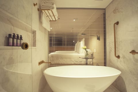 Deluxe Twin Bed Room Internal View | Deep soaking bathtub