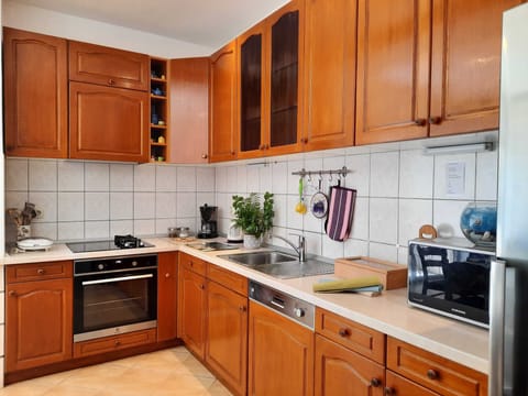 Standard Apartment, 2 Bedrooms, Terrace, Sea View | Private kitchen | Fridge, stovetop, toaster, cookware/dishes/utensils