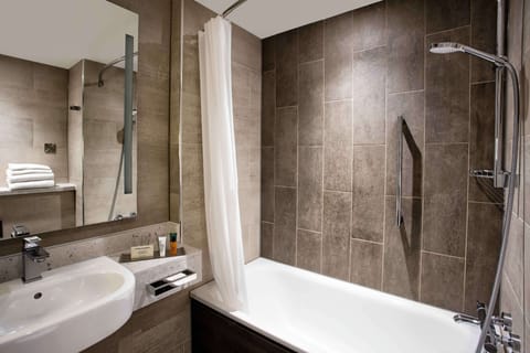 Shower, eco-friendly toiletries, hair dryer, towels