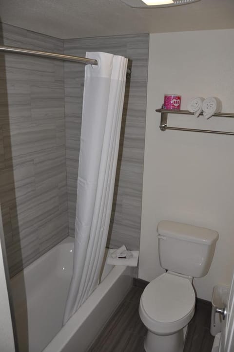 Combined shower/tub, deep soaking tub, hair dryer, towels