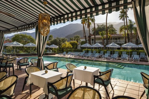 Breakfast, lunch, dinner served; Californian cuisine, pool views 