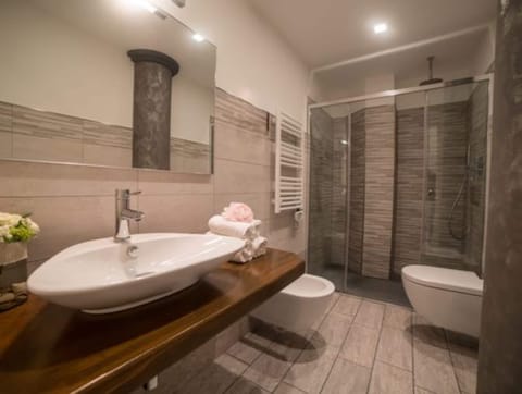 Executive Room | Bathroom | Shower, rainfall showerhead, hair dryer, towels