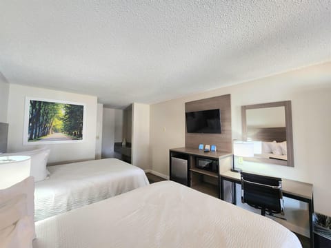 Standard Room, 2 Queen Beds, Smoking | Pillowtop beds, desk, blackout drapes, iron/ironing board