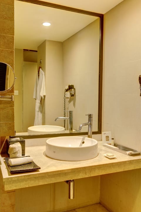 Club Room | Bathroom | Designer toiletries, hair dryer, bathrobes, slippers