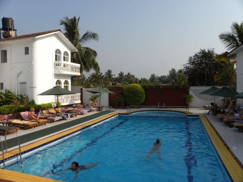 Outdoor pool, sun loungers