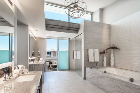 Penthouse | Bathroom | Hair dryer, bathrobes, slippers, towels