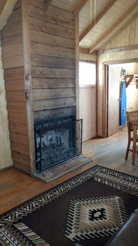 Cabin, Fireplace (Private Queen C40) | Living room | Flat-screen TV