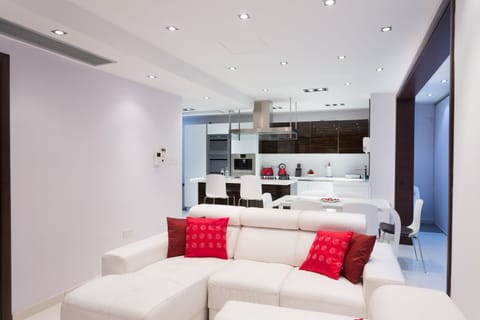 Deluxe Penthouse, 2 Bedrooms, Terrace (Red Apple) | Living room | Flat-screen TV