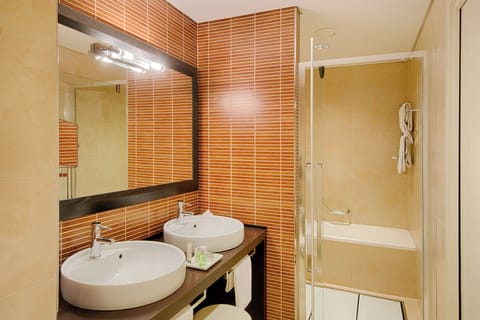 Eco-friendly toiletries, hair dryer, bidet, soap