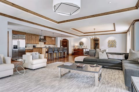 Room, 4 Bedrooms (Residence) | Living area | 42-inch flat-screen TV with satellite channels, TV, fireplace