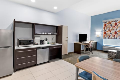 Suite, 1 King Bed, Accessible, Non Smoking (w/ roll-in shower) | Private kitchen | Full-size fridge, microwave, dishwasher, coffee/tea maker