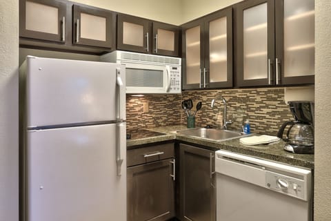 Studio Suite, 1 Queen Bed, Kitchen | Private kitchen | Full-size fridge, microwave, stovetop, dishwasher