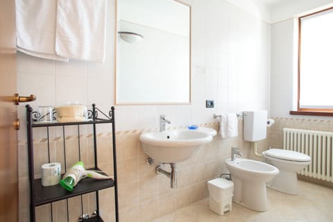 Shower, free toiletries, hair dryer, bidet