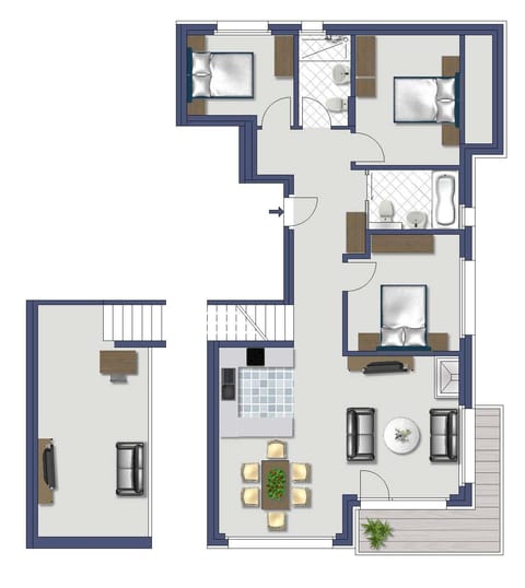 Stelle 12 - Three-Bedroom Apartment with gallery (top floor) | Desk, blackout drapes, soundproofing, free cribs/infant beds