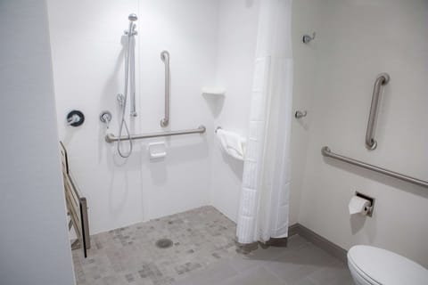 Room, 2 Queen Beds, Accessible (Roll-In Shower) | Bathroom | Free toiletries, hair dryer, towels