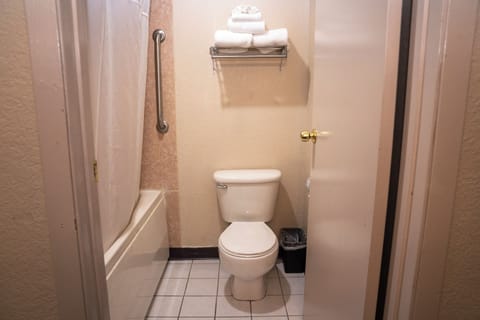 Combined shower/tub, free toiletries, hair dryer, towels