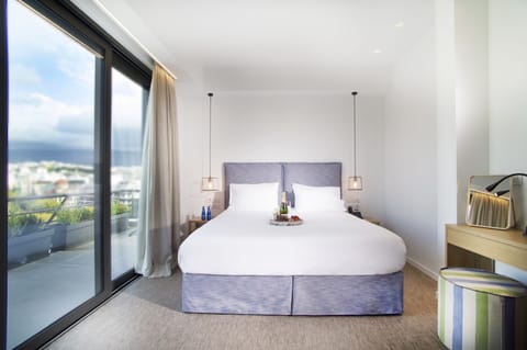 Attic Suite, Acropolis View | Egyptian cotton sheets, premium bedding, pillowtop beds, in-room safe