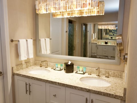 Sand Dollar Suite | Bathroom | Designer toiletries, hair dryer, towels, soap