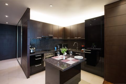 Executive Suite, 1 Bedroom, Non Smoking, City View | Private kitchen | Fridge, microwave, oven, stovetop