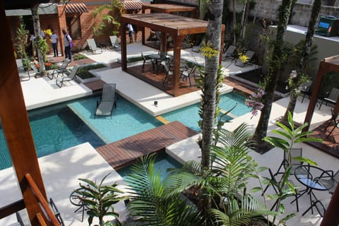 Outdoor pool, sun loungers