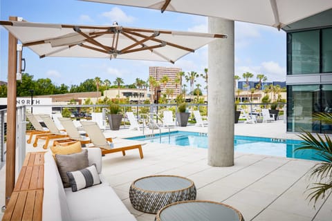 Outdoor pool, pool umbrellas