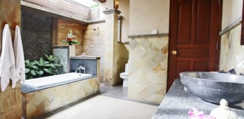 Villa, 1 Bedroom, Private Pool | Bathroom | Separate tub and shower, deep soaking tub, rainfall showerhead