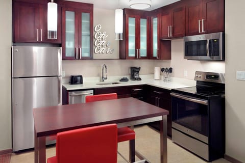 Fridge, microwave, dishwasher, coffee/tea maker