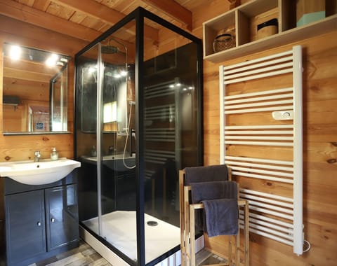 Hair dryer, slippers, towels