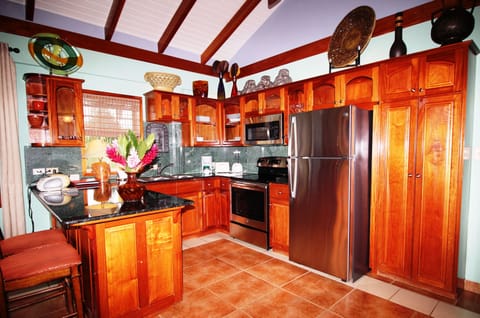 Luxury Villa, 1 Bedroom, Sea View (2nd Floor) | Private kitchen | Full-size fridge, microwave, oven, stovetop