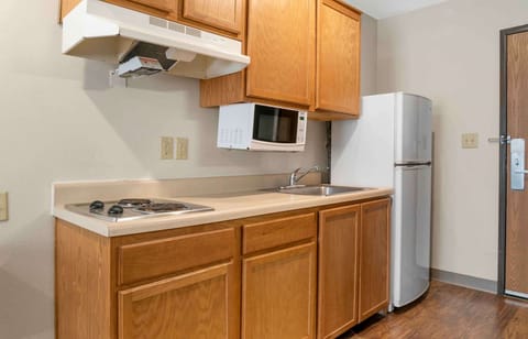 Standard Studio, 2 Double Beds, Non Smoking, Refrigerator & Microwave | Private kitchen | Full-size fridge, microwave, stovetop, freezer